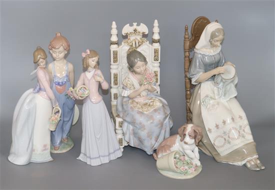 Six Lladro figures tallest 28.5cm